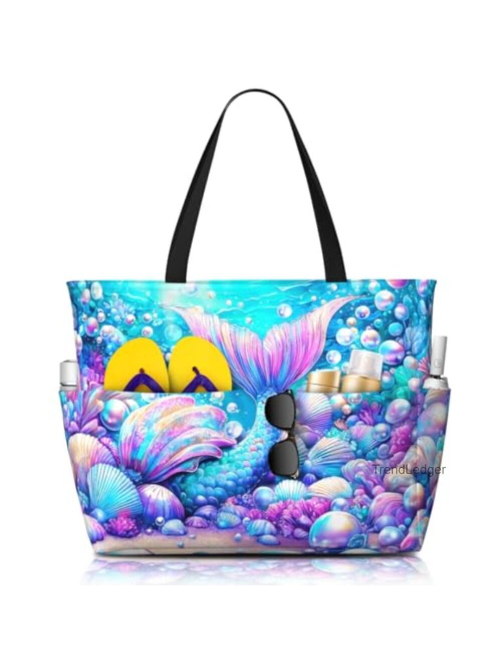 Large Waterproof Beach Tote Bag Zipper Sandproof Pool Travel Tote
